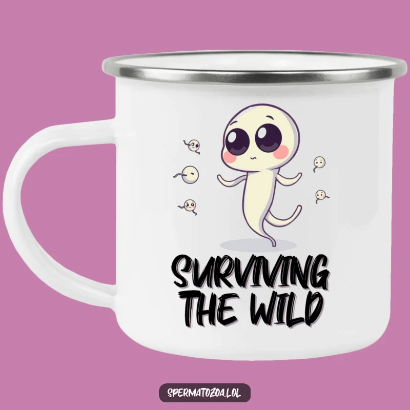 Funny Sperm Cell Juggling Camping Mug: Adventures Fueled By Biology Laughs!