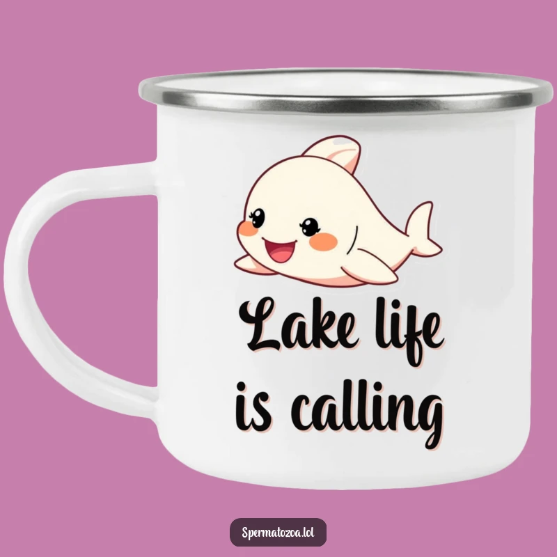 Funny Tiny Swimmer Camping Mug: Adventure Fuel with Determined Humor!