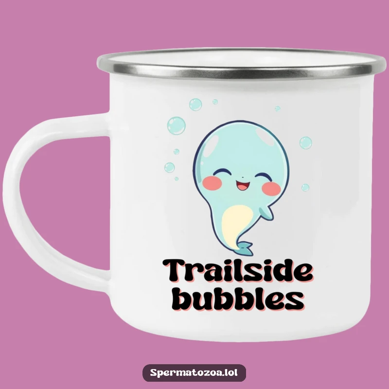 Funny Giggling Sperm Camping Mug: Adventure Bubbles, Your Go-To Funny Gift!