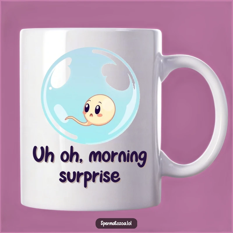 Funny Surprised Sperm Bubble Mug: Hilarious Cell Moment, Perfect Unexpected Gift