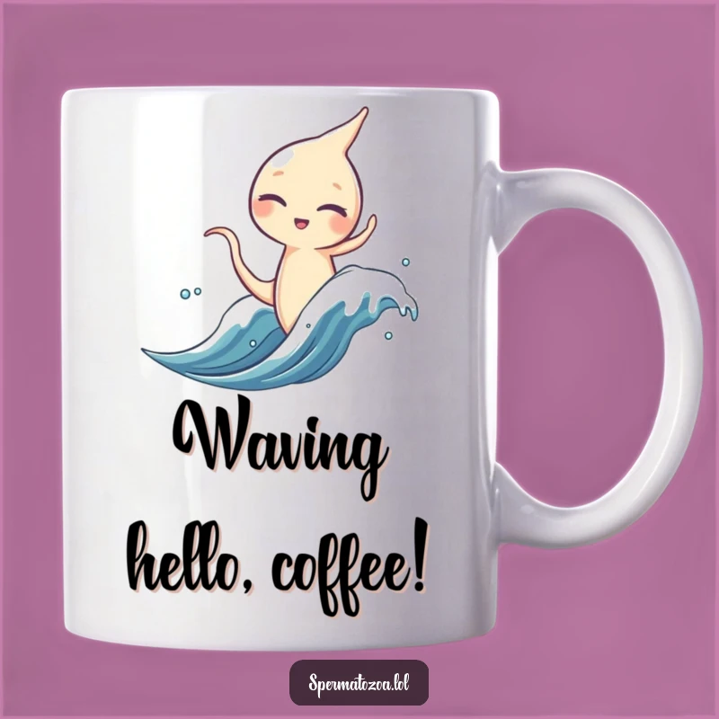 Funny Winking Sperm Surfer Mug - Ride the Waves of Humor!