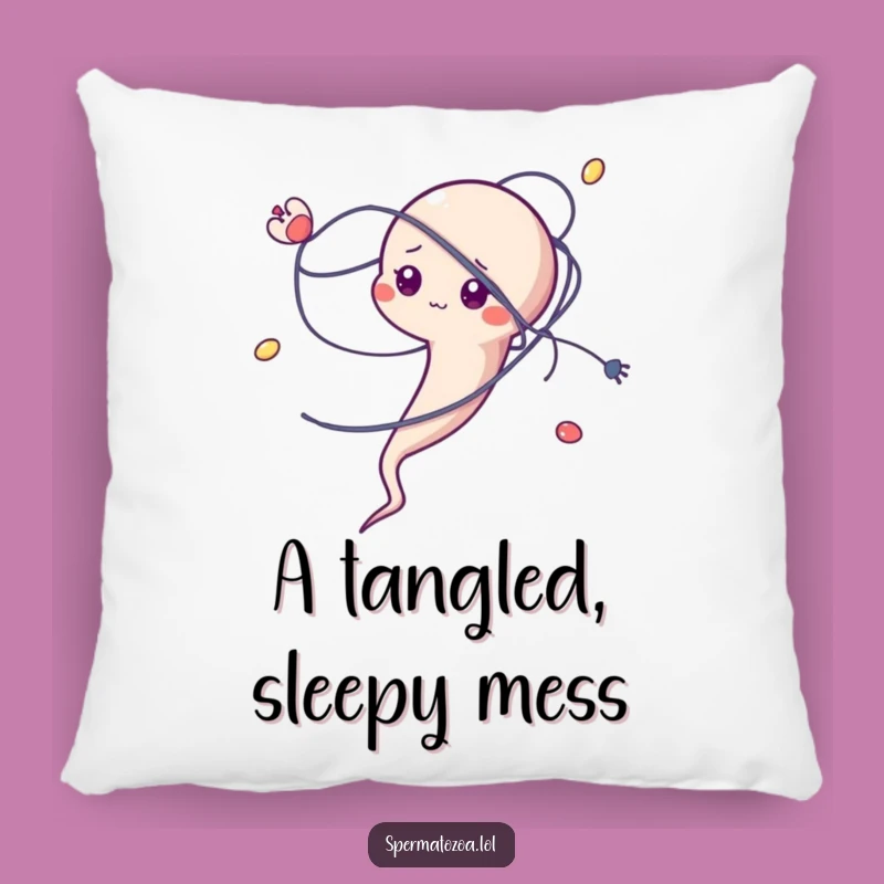 Funny Tangled Sperm Pillow - Huggable Humor for Life's Messy Moments!