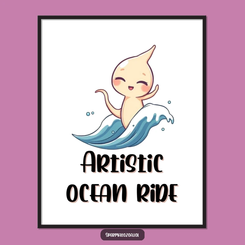 Funny Sperm Surfer Digital Print - Instant Adventurous Decor!