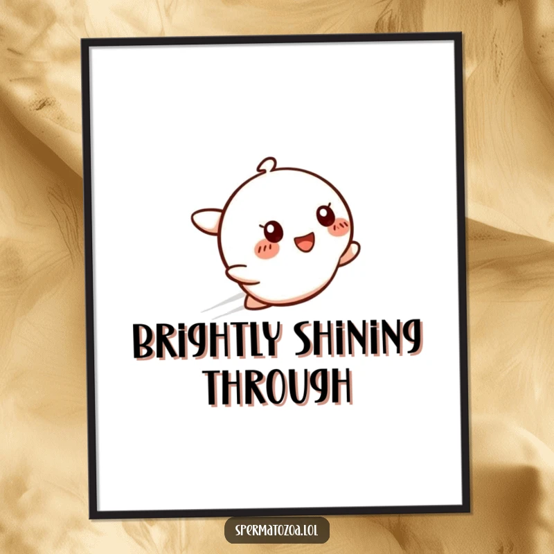 Funny Speedy Smile Digital Art Print featuring a zipping character with a glow, ready for download and framing, a unique funny gift.