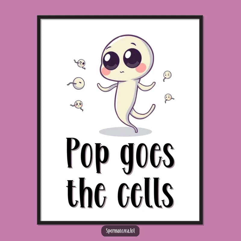 Funny Sperm Cell Juggling Digital Art: Instant Wacky Science for Your Walls!