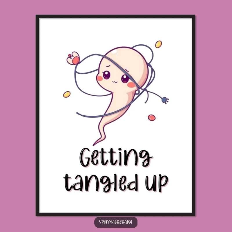 Funny Tangled Sperm Poster - Art That Speaks to Life's Complications!