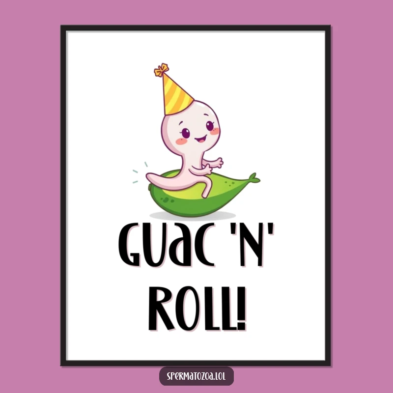 Funny Sperm Cell Avocado Party Poster: Bring Joyful Rides to Your Walls!