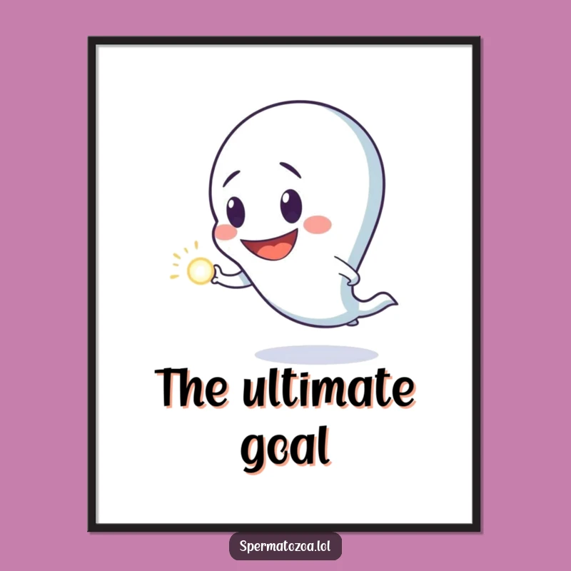 Funny Sperm Poster: Goofy Sperm Character Art, A Hilarious Addition to Any Funny Gift!