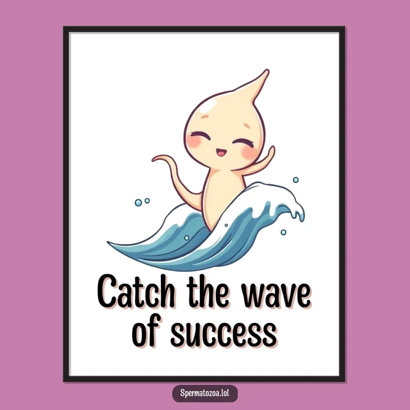 Funny Free Printable Wall Art: Surfing Sperm - Ride Life's Waves Decor