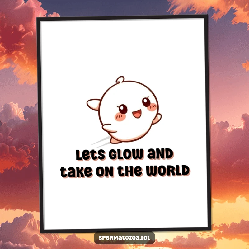 Funny Free Printable Wall Art: A simple, smiling character zipping across, trailing a bright light glow with happy energy.
