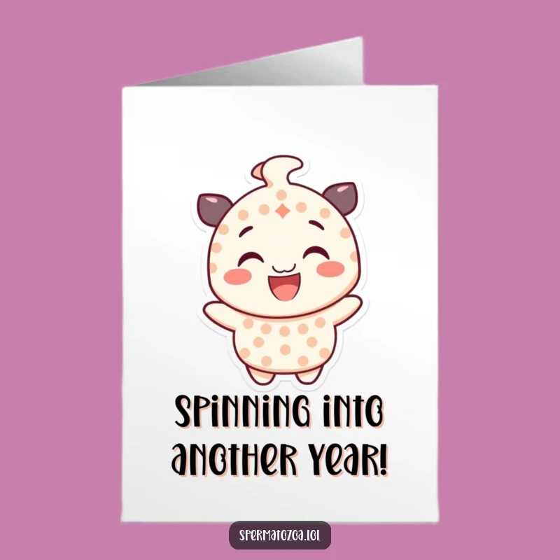 Free Printable Birthday Card: Spinning Dotted Character, Hilarious Downloadable Gift for Fun Celebrations