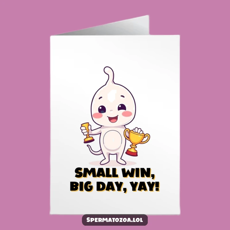 Free Printable Funny Sperm Trophy Birthday Card: Downloadable Humorous Greeting for Him