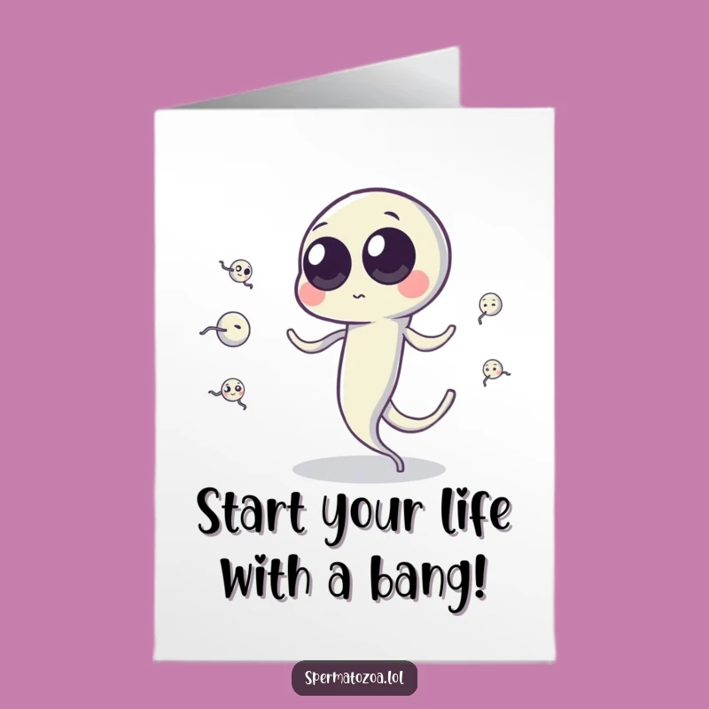 Funny Free Printable Birthday Card: Sperm Cell Juggler! Unique Downloadable Gift.