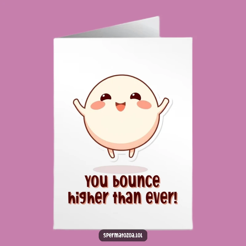 Free Printable Congrats Card: Bouncing Round Character, Cheerful Funny Downloadable Gift for Big Wins