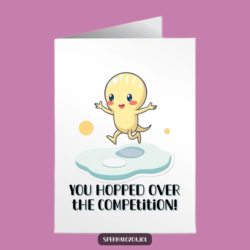 Free Printable Congrats Card: Sperm Hopscotch Success Funny Downloadable Gift