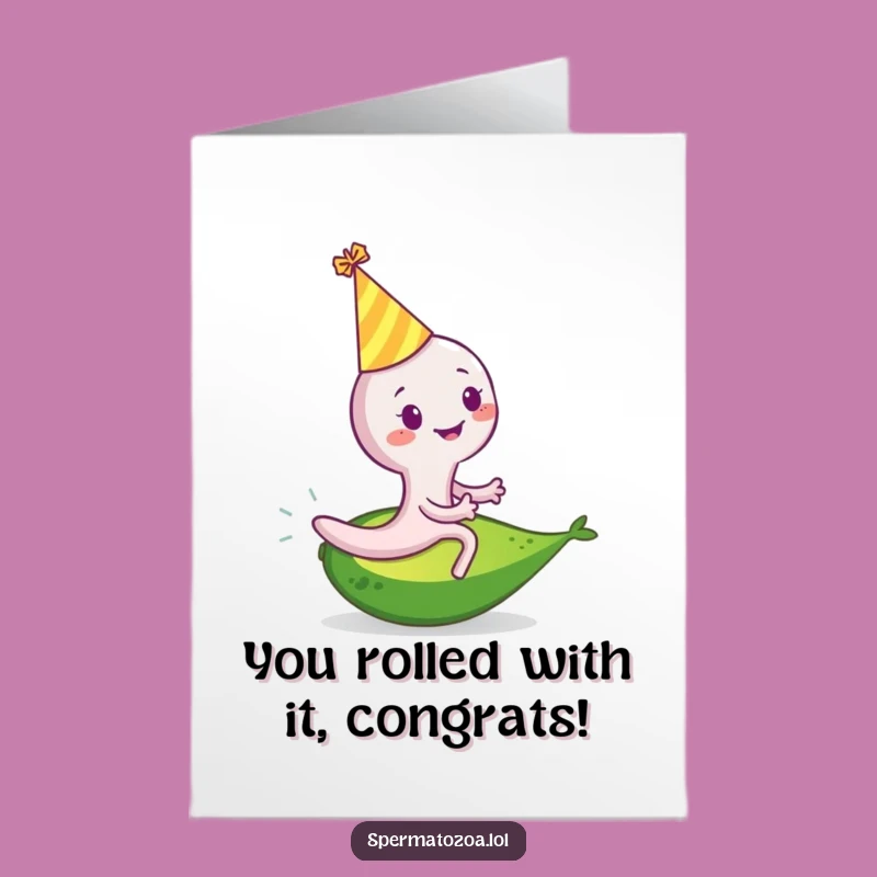 Free Printable Congrats Card: Sperm Avocado Ride! Funny Downloadable.
