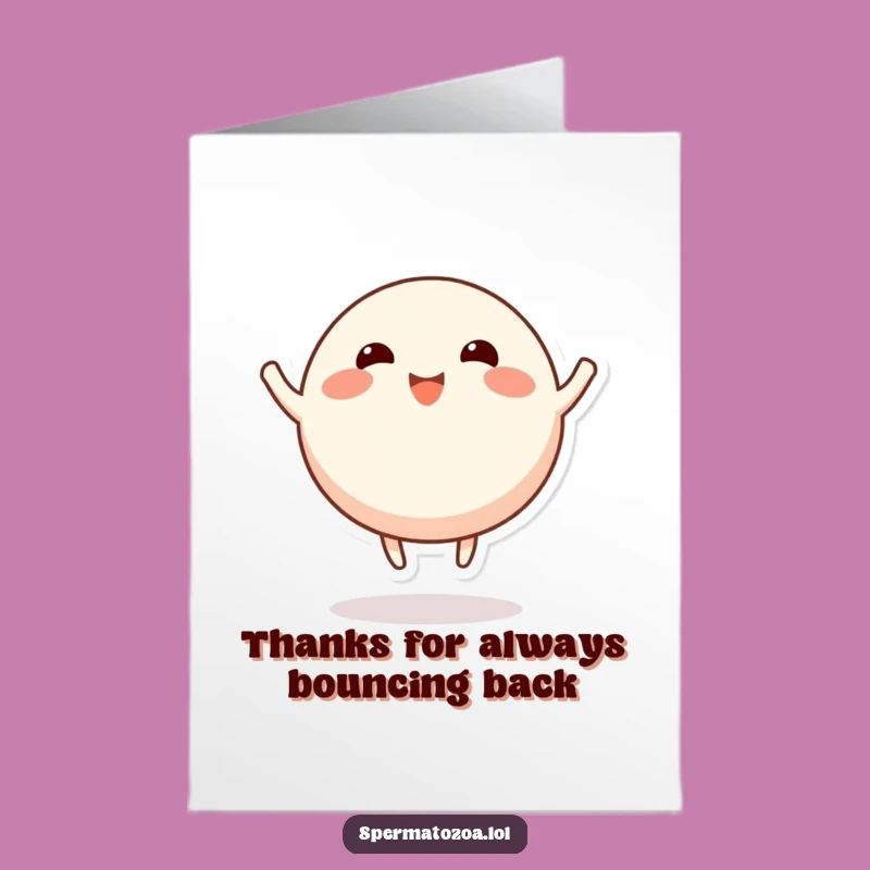 Free Printable Thank You Card: Bouncing Happy Character, Funny Downloadable Gift for Sweet Appreciation