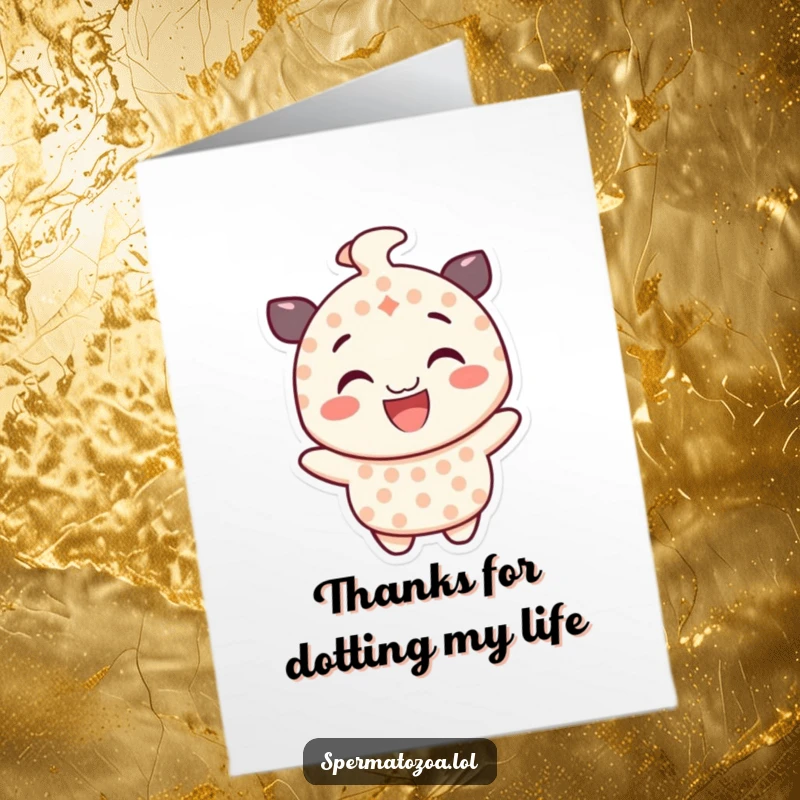 Funny Free Printable Thank You Card: A smiling character with a dotted pattern gleefully spins, offering a fun thank you.