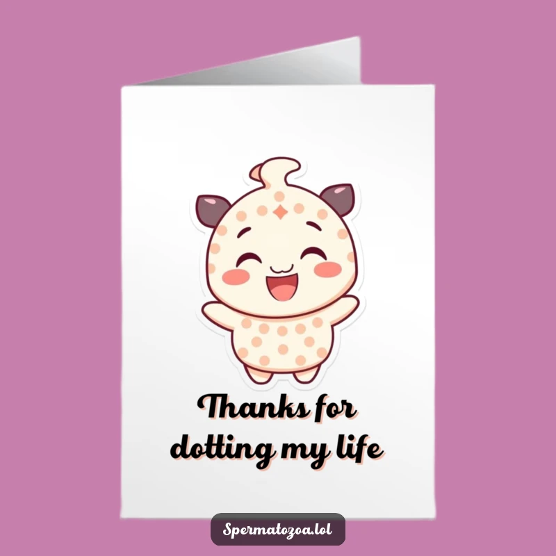 Free Printable Thank You Card: Spinning Dotted Character, Fun Funny Downloadable Gift for Appreciation